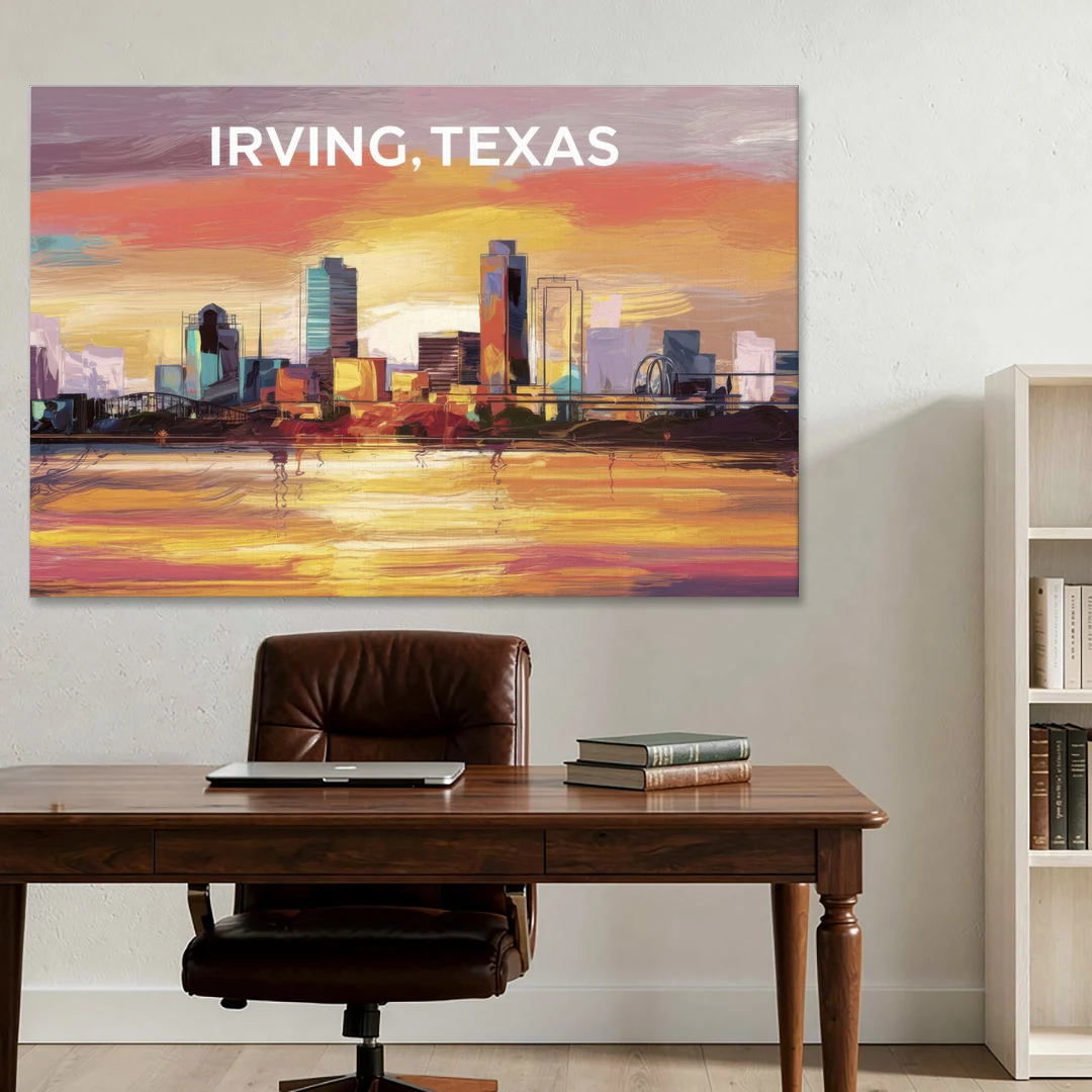 Irving Cityscape Sunset - Canvas Wall Art - Office - 60x40