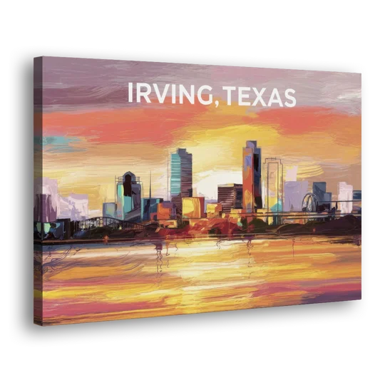 Irving Cityscape Sunset - Canvas Wall Art - Side