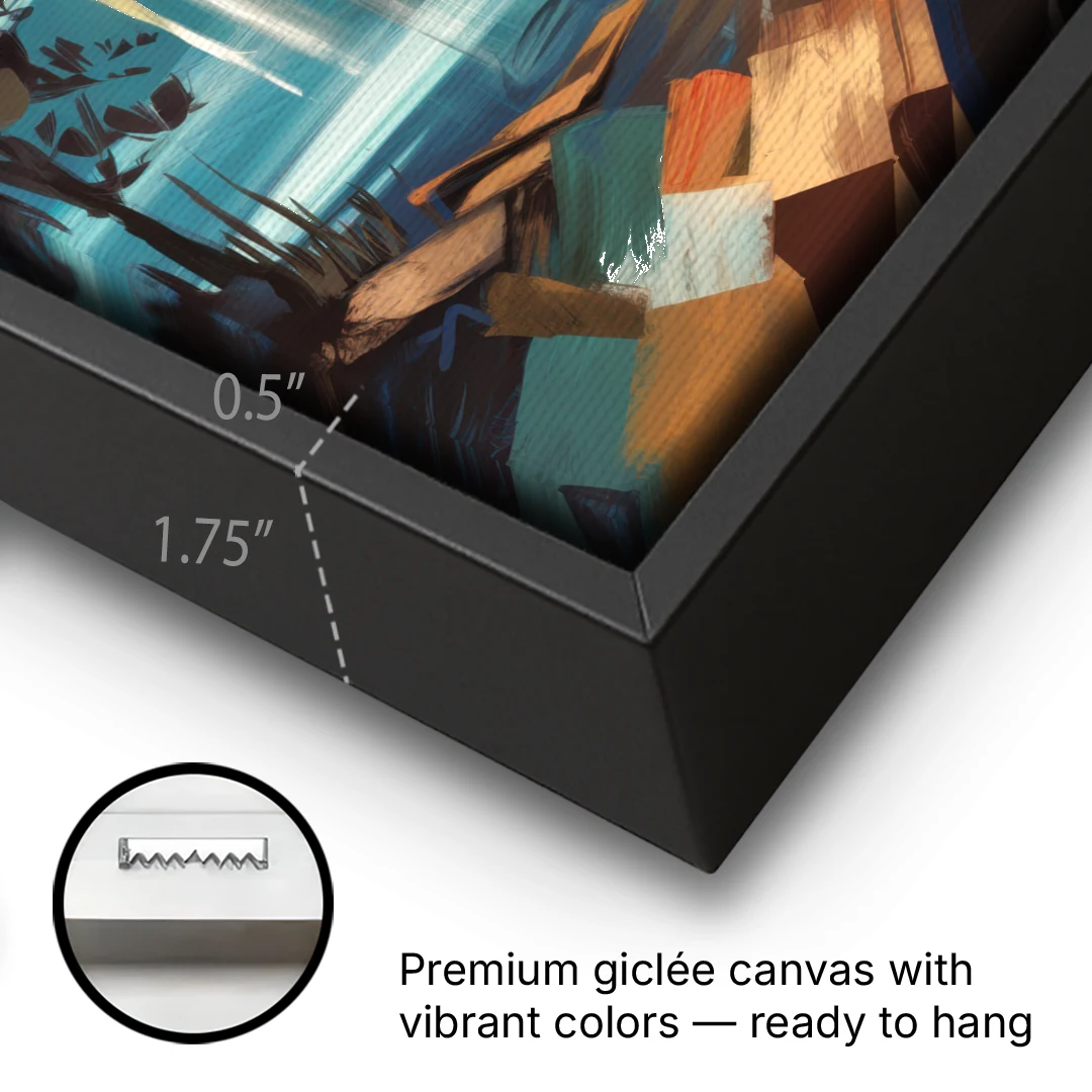 Irving Night Lights - Black Framed Canvas Wall Art - Gallery Wrap Corner