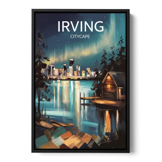 Irving Night Lights - Black Framed Canvas Wall Art - Front