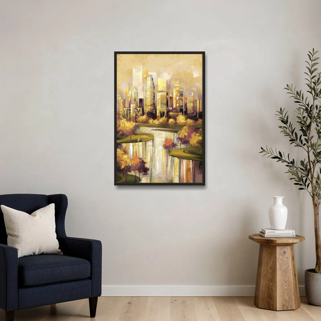 Irving Scenic Views - Black Framed Canvas Wall Art - Sofa - 24x36