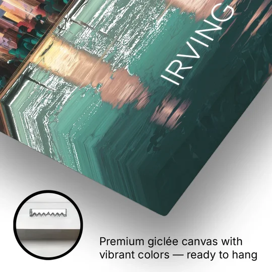 Irving Skyline Reflection - Canvas Wall Art - Gallery Wrap Corner