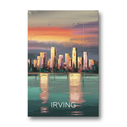 Irving Skyline Reflection - Canvas Wall Art - Front