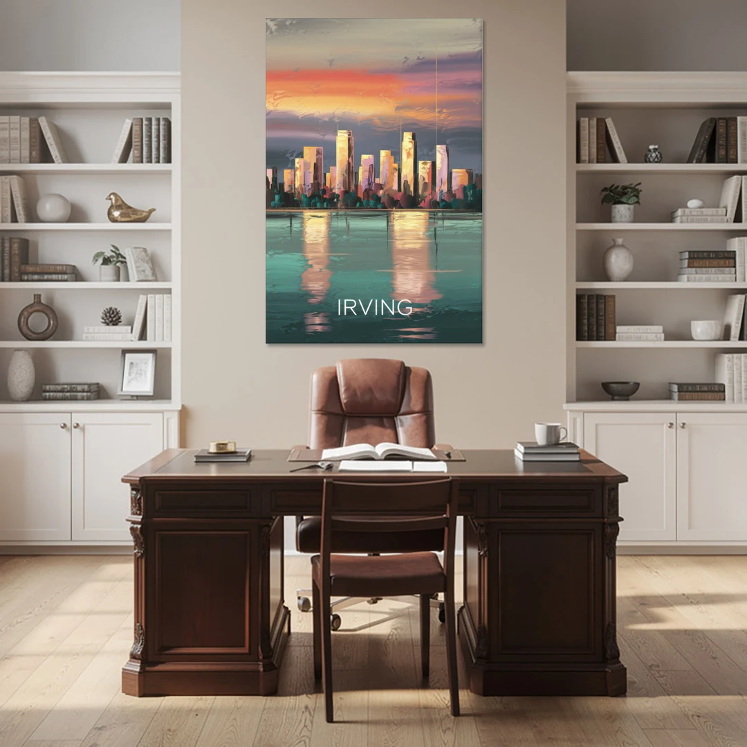 Irving Skyline Reflection - Canvas Wall Art - Office - 40x60