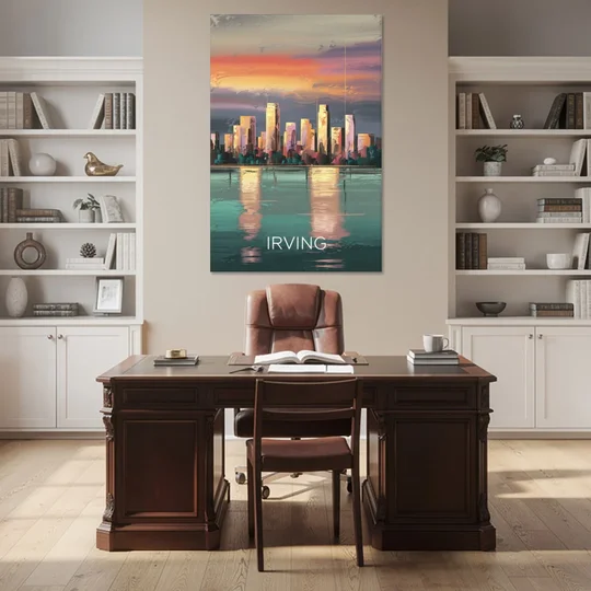 Irving Skyline Reflection - Canvas Wall Art - Office - 40x60