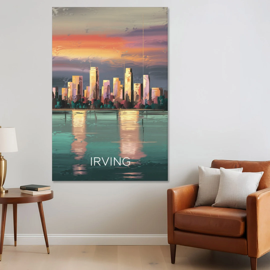 Irving Skyline Reflection - Canvas Wall Art - Sofa - 40x60
