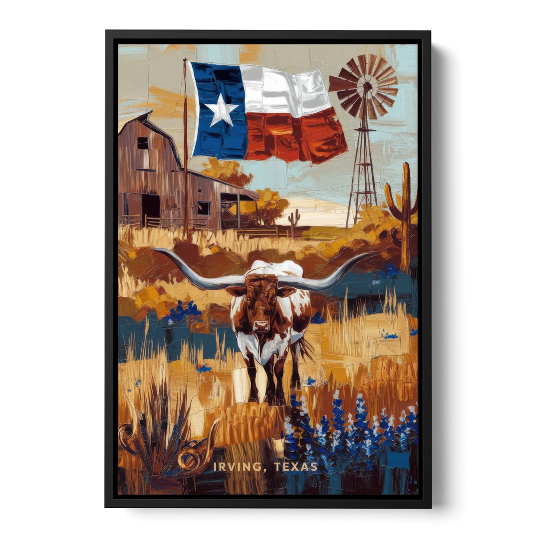 Irving Texas Pride - Black Framed Canvas Wall Art - Front