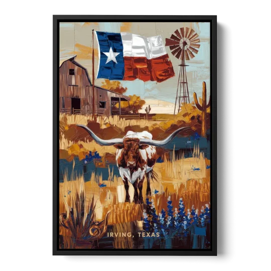 Irving Texas Pride - Black Framed Canvas Wall Art - Front
