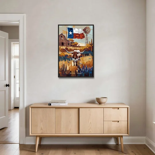 Irving Texas Pride - Black Framed Canvas Wall Art - Coffee Table - 24x36