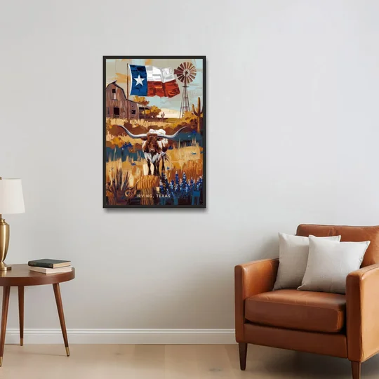 Irving Texas Pride - Black Framed Canvas Wall Art - Sofa - 24x36