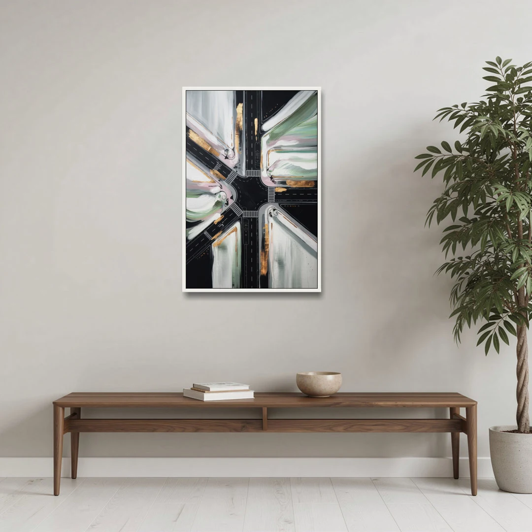 Irving Urban Streets - White Framed Canvas Wall Art - Coffee Table - 24x36