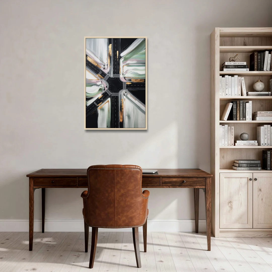 Irving Urban Streets - Oak Framed Canvas Wall Art - Office - 24x36