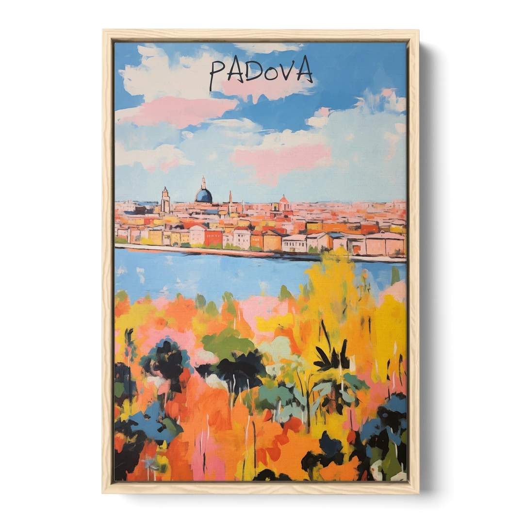 Italian Art of Padua in Autumn - Oak Framed Canvas Wall Art - Front