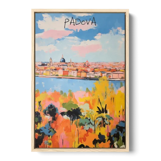 Italian Art of Padua in Autumn - Oak Framed Canvas Wall Art - Front