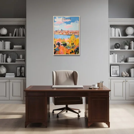 Italian Art of Padua in Autumn - Oak Framed Canvas Wall Art - Office - 24x36