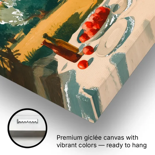Italian Countryside Painting with a Picnic Table - Canvas Wall Art - Gallery Wrap Corner