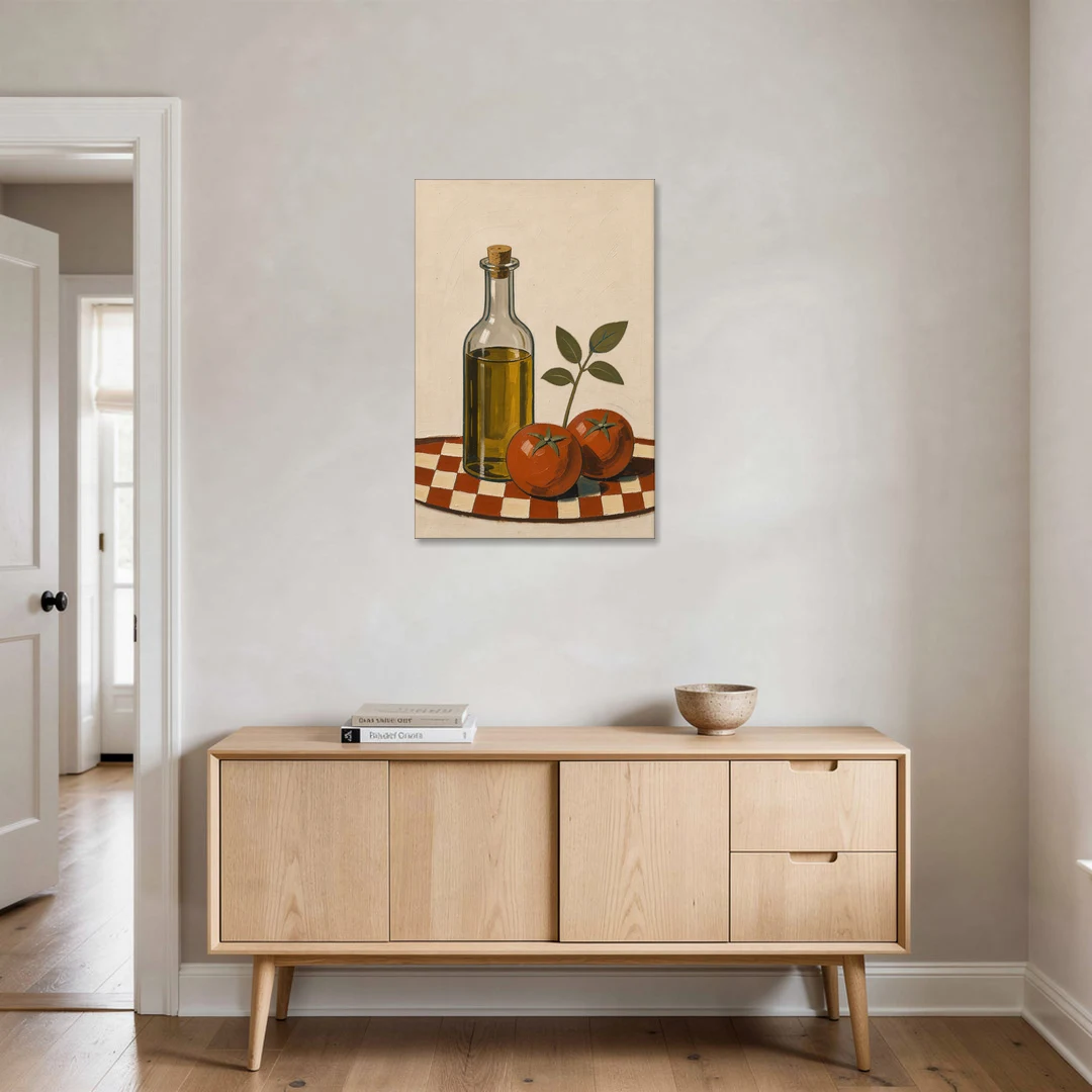 Italian Kitchen Decor with Olive Oil and Tomatoes - Canvas Wall Art - Coffee Table - 24x36