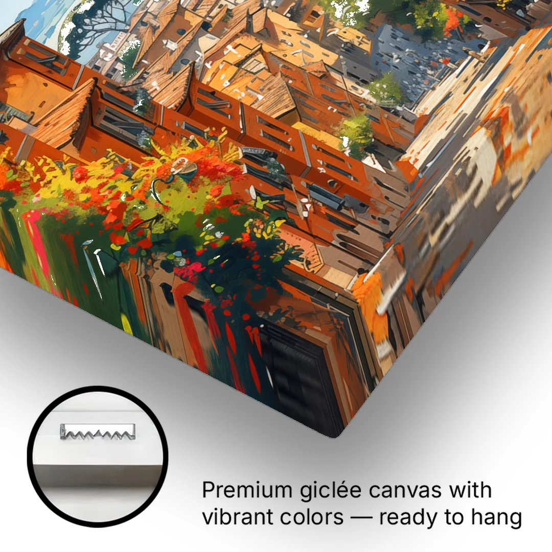 Italian Street Painting of Old Rome - Canvas Wall Art - Gallery Wrap Corner