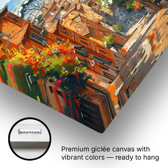 Italian Street Painting of Old Rome - Canvas Wall Art - Gallery Wrap Corner