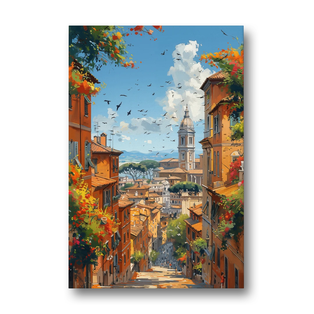 Italian Street Painting of Old Rome - Canvas Wall Art - Front