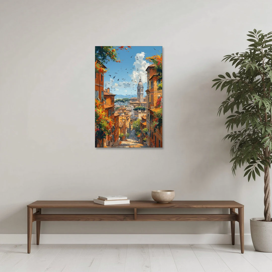 Italian Street Painting of Old Rome - Canvas Wall Art - Coffee Table - 24x36