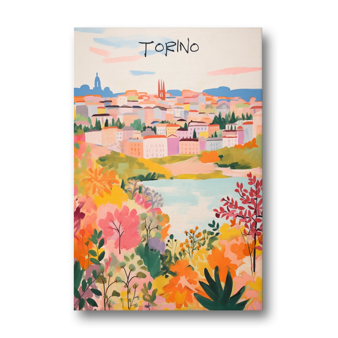 Italy Art of Turin in Bloom - Canvas Wall Art - Front