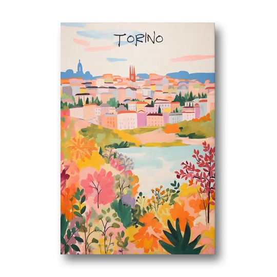 Italy Art of Turin in Bloom - Canvas Wall Art - Front