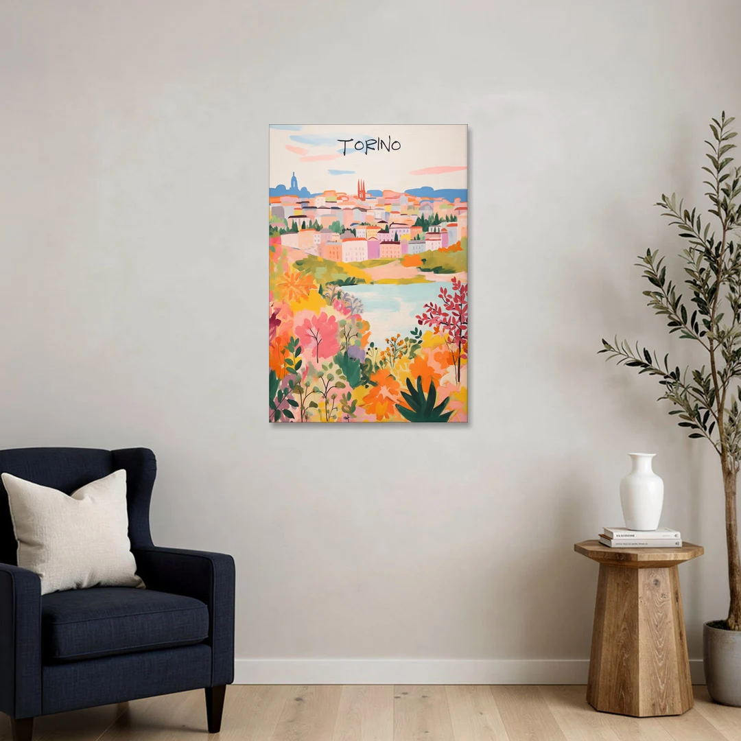 Italy Art of Turin in Bloom - Canvas Wall Art - Sofa - 24x36
