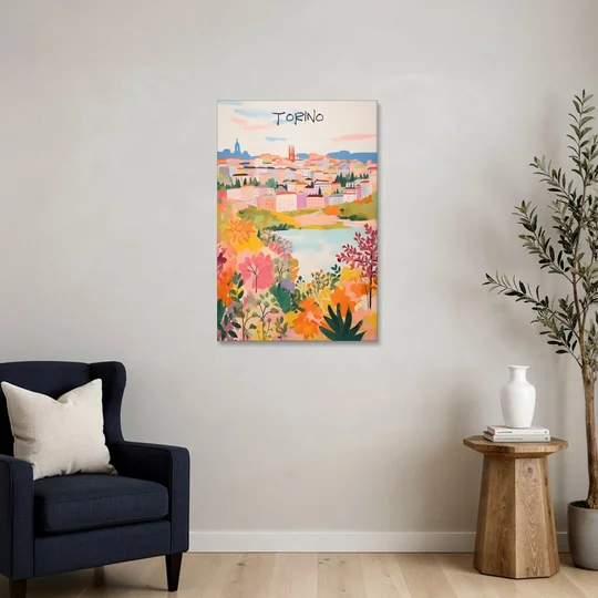 Italy Art of Turin in Bloom - Canvas Wall Art - Sofa - 24x36