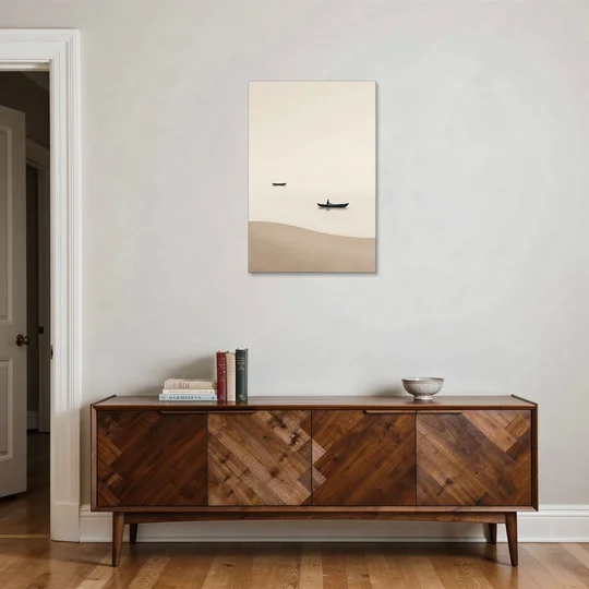Ivory Wall Art with Two Boats Adrift - Canvas Wall Art - Coffee Table - 24x36