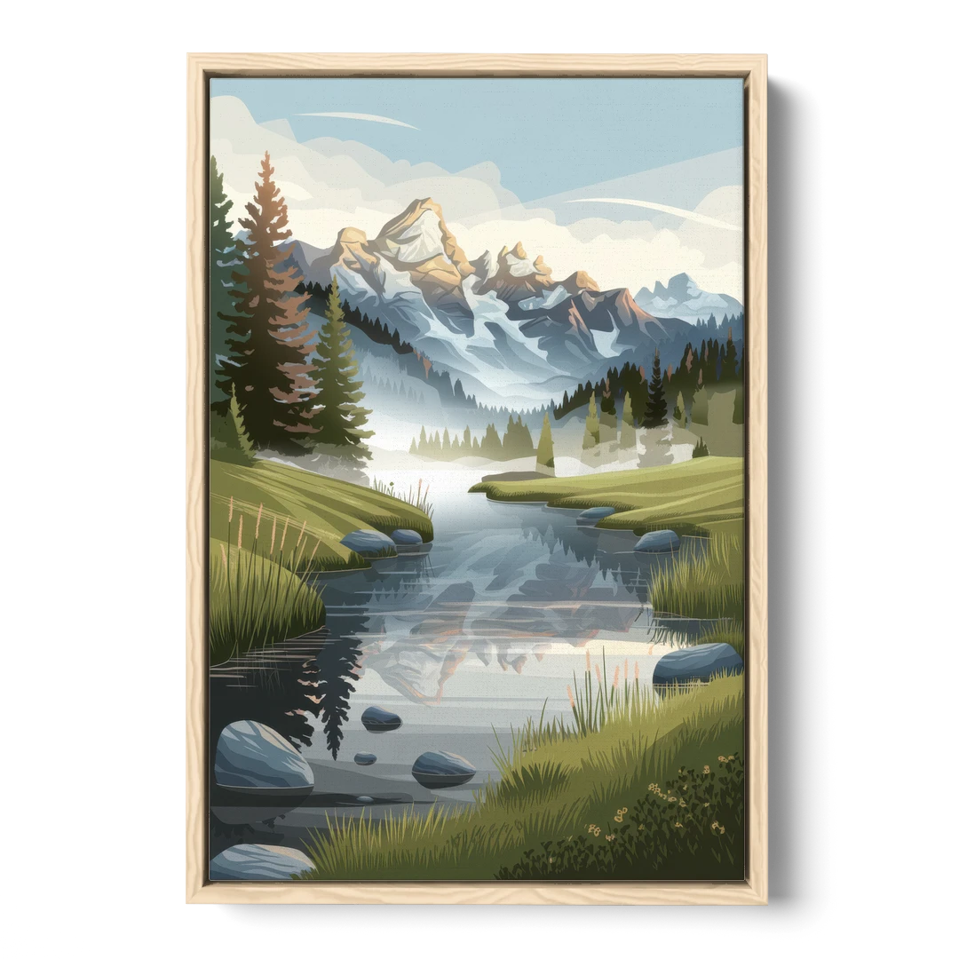 Jackson Hole Alpine Serenity - Oak Framed Canvas Wall Art - Front