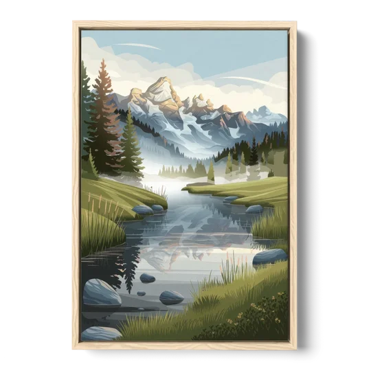 Jackson Hole Alpine Serenity - Oak Framed Canvas Wall Art - Front