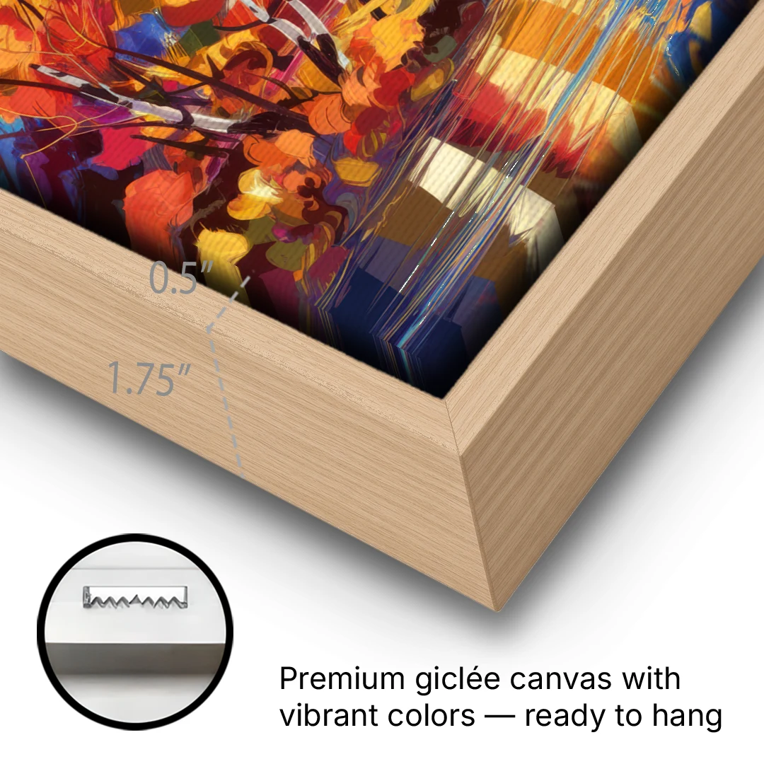 Jackson Hole Autumn Colors - Oak Framed Canvas Wall Art - Gallery Wrap Corner