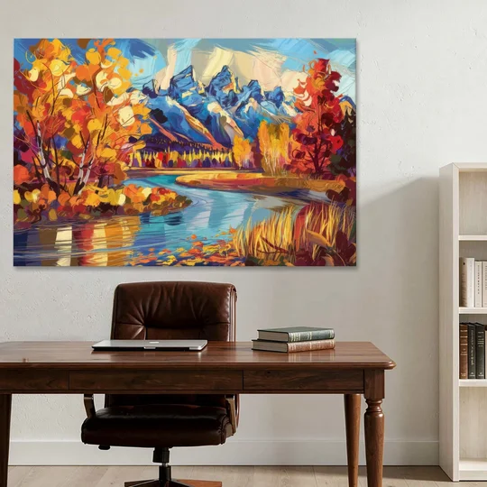 Jackson Hole Autumn Colors - Canvas Wall Art - Office - 60x40