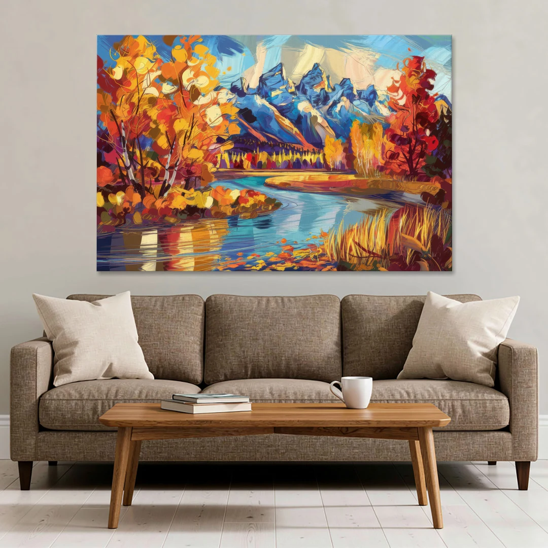 Jackson Hole Autumn Colors - Canvas Wall Art - Sofa - 60x40