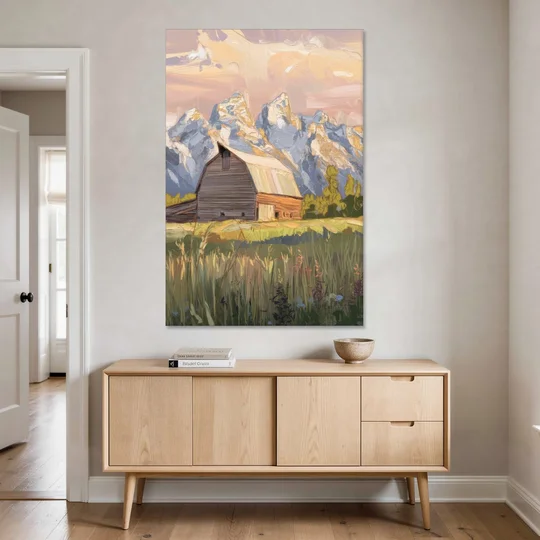 Jackson Hole Grand Teton Backdrop - Canvas Wall Art - Coffee Table - 40x60