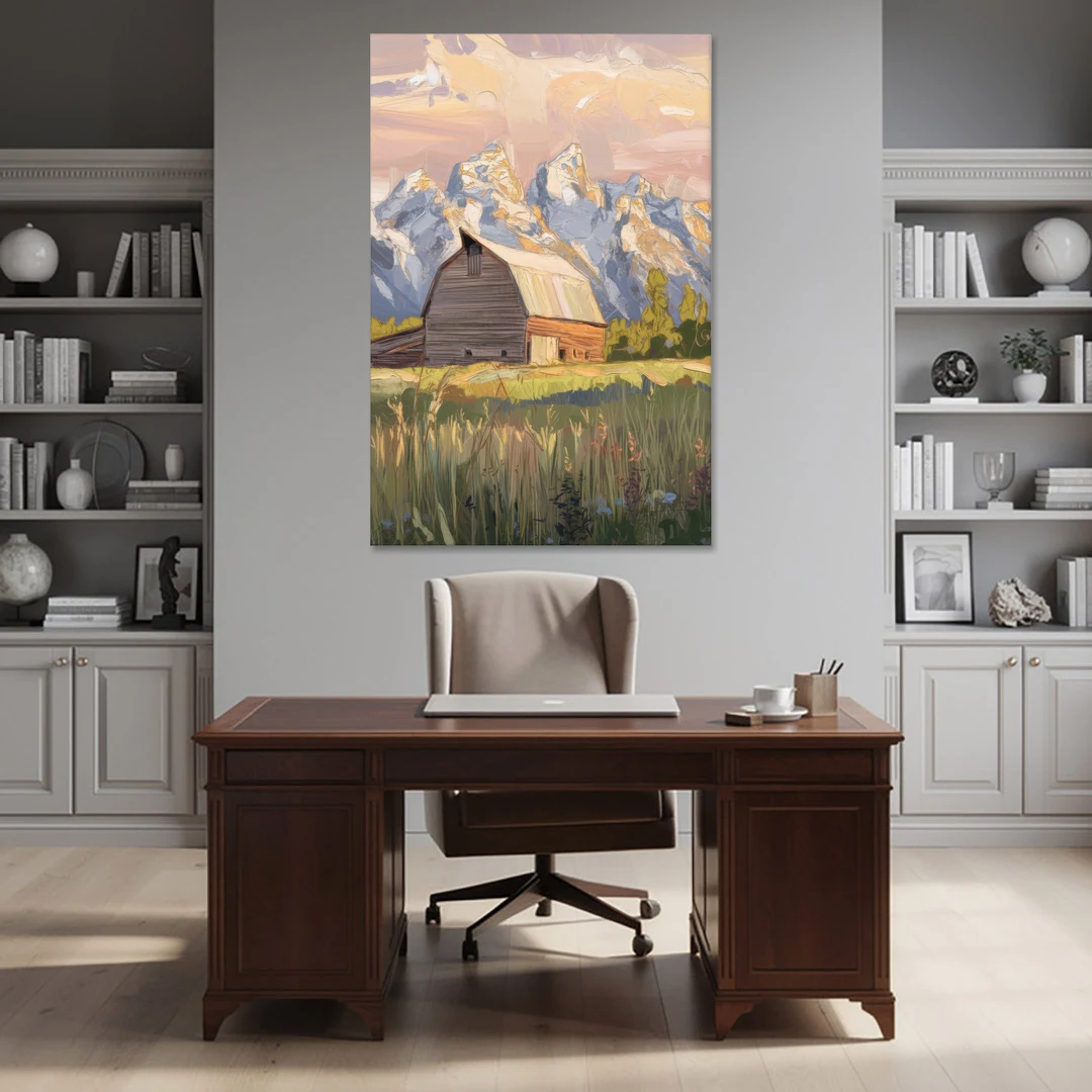 Jackson Hole Grand Teton Backdrop - Canvas Wall Art - Office - 40x60