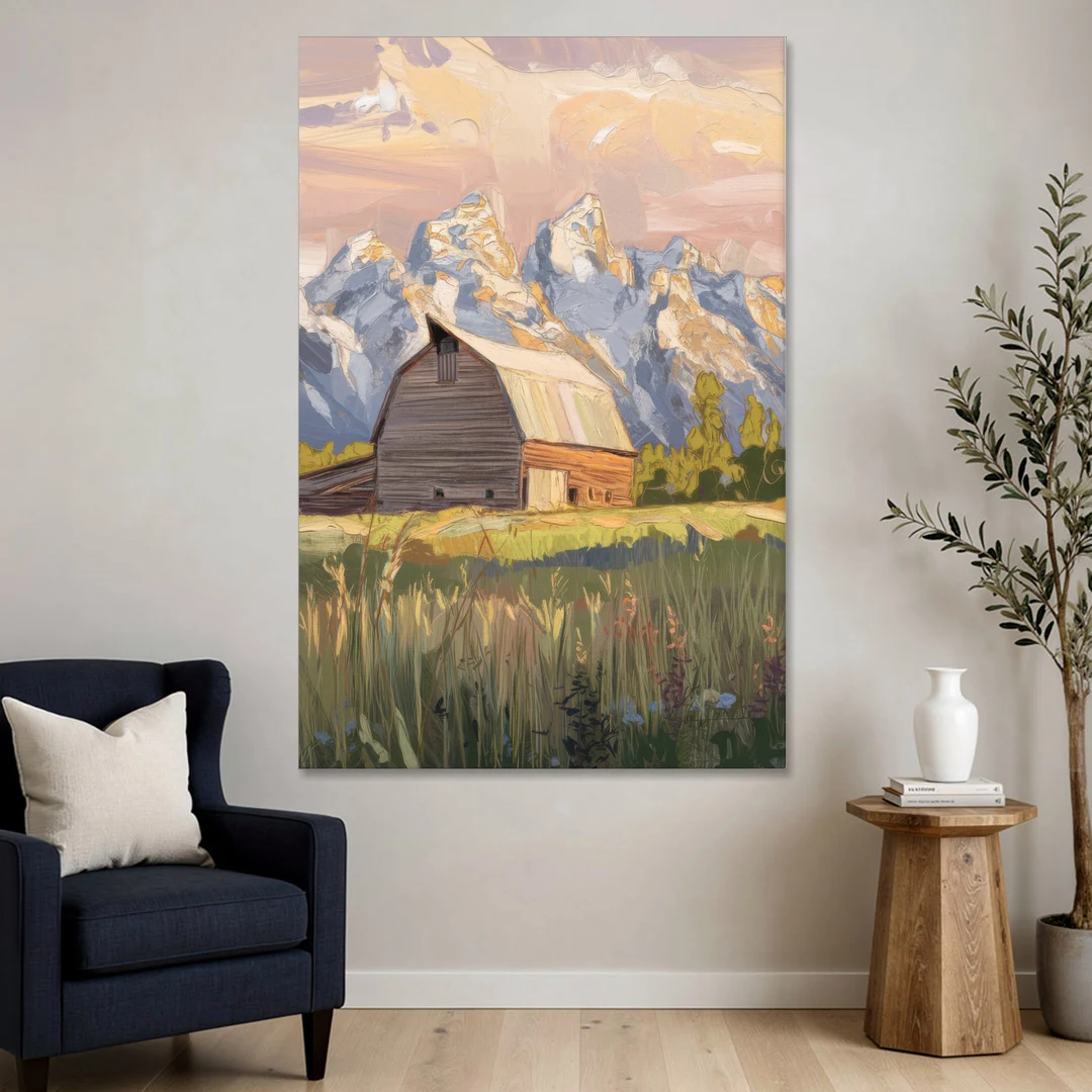 Jackson Hole Grand Teton Backdrop - Canvas Wall Art - Sofa - 40x60
