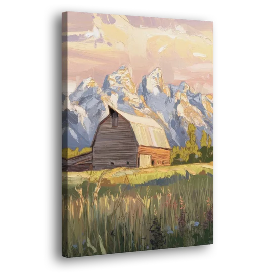 Jackson Hole Grand Teton Backdrop - Canvas Wall Art - Side