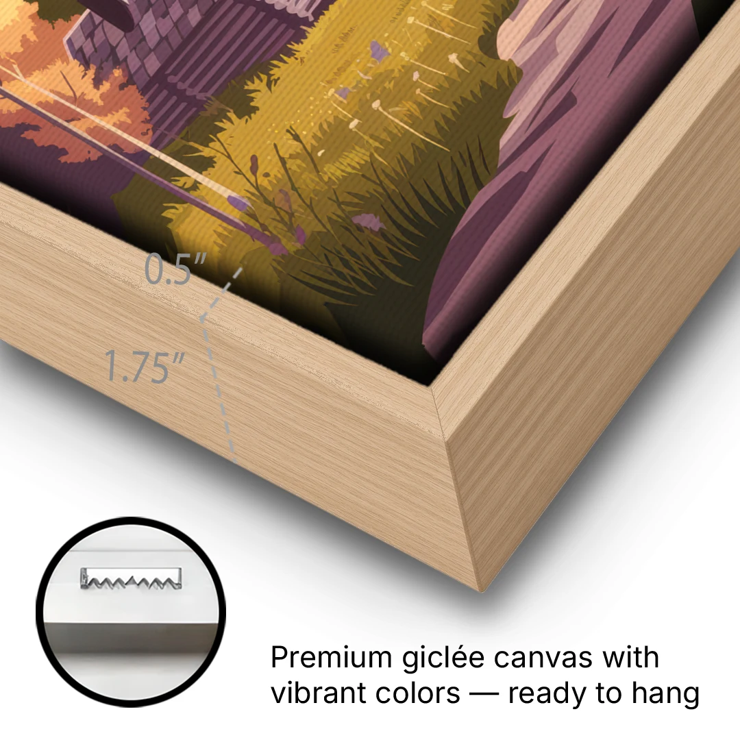 Jackson Hole Mountain Views - Oak Framed Canvas Wall Art - Gallery Wrap Corner