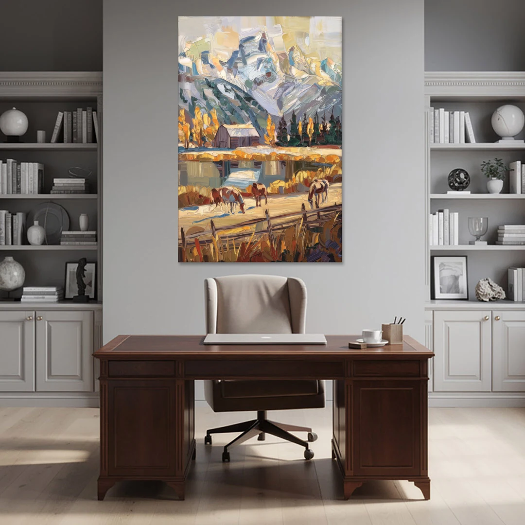 Jackson Hole Rustic Charm - Canvas Wall Art - Office - 40x60