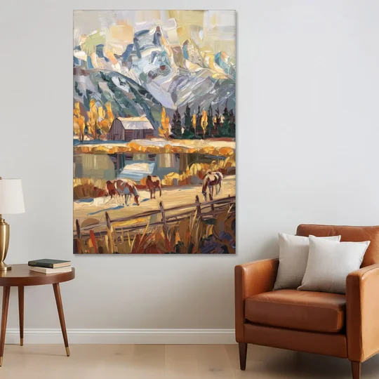 Jackson Hole Rustic Charm - Canvas Wall Art - Sofa - 40x60