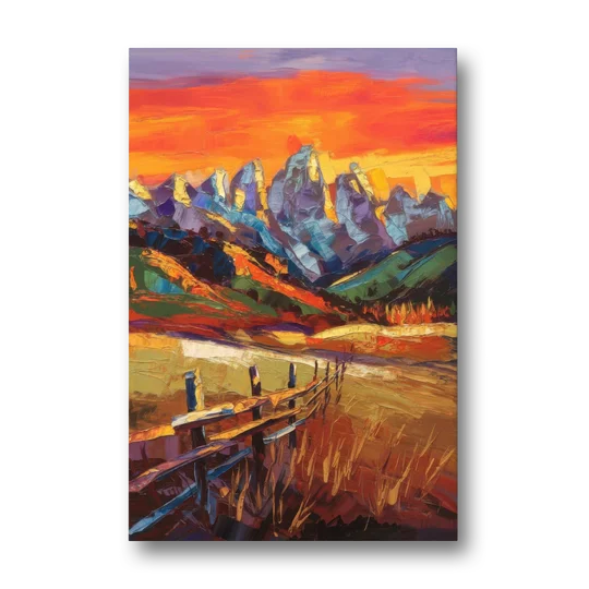 Jackson Hole Sunset Glow - Canvas Wall Art - Front