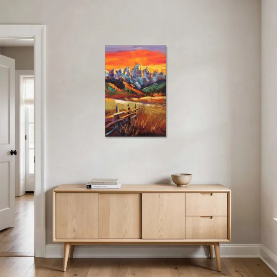 Jackson Hole Sunset Glow - Canvas Wall Art - Coffee Table - 24x36