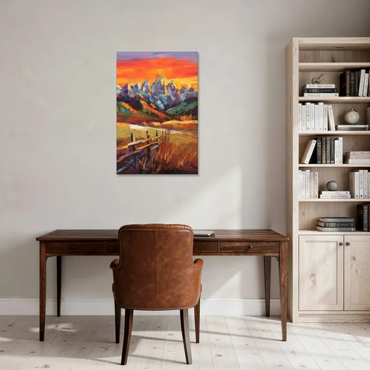Jackson Hole Sunset Glow - Canvas Wall Art - Office - 24x36