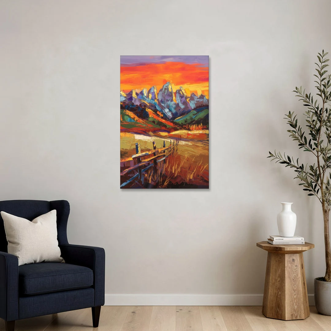 Jackson Hole Sunset Glow - Canvas Wall Art - Sofa - 24x36
