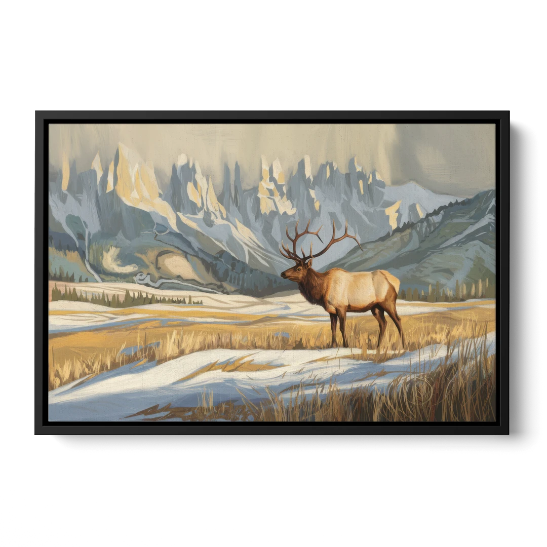 Jackson Hole Wildlife Serenade - Black Framed Canvas Wall Art - Front