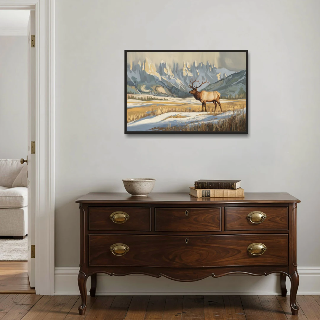 Jackson Hole Wildlife Serenade - Black Framed Canvas Wall Art - Coffee Table - 36x24