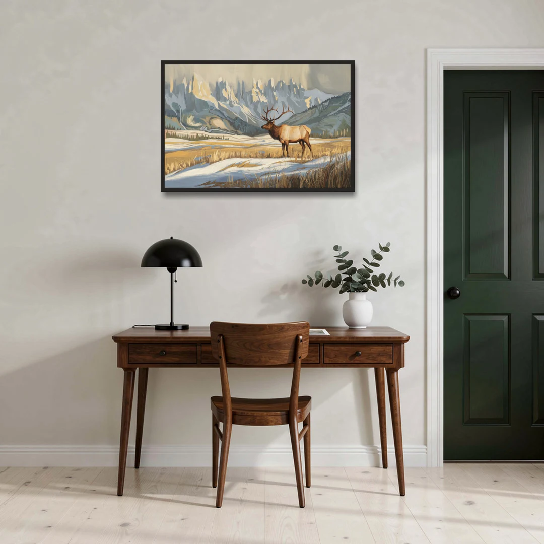 Jackson Hole Wildlife Serenade - Black Framed Canvas Wall Art - Office - 36x24