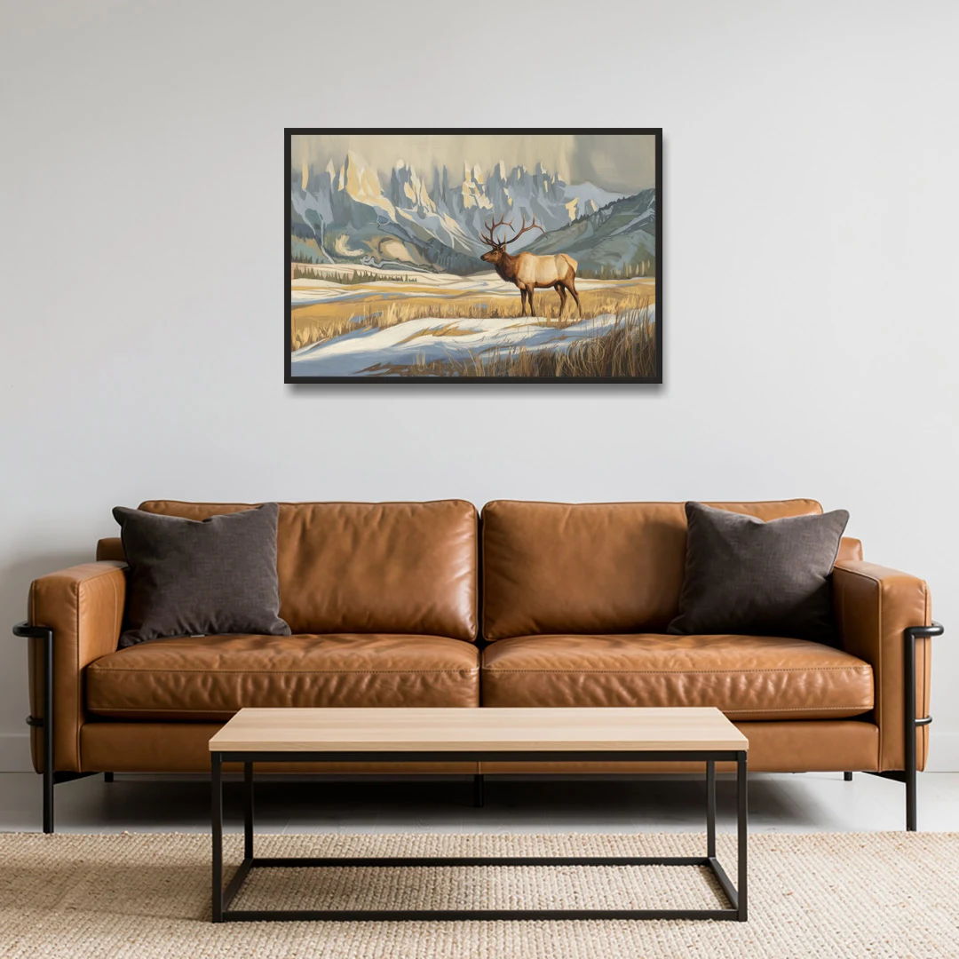 Jackson Hole Wildlife Serenade - Black Framed Canvas Wall Art - Sofa - 36x24